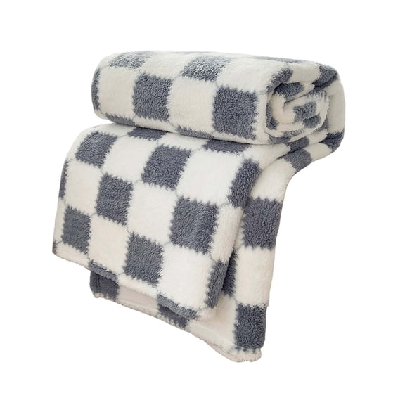 geerera Checkered Flannel Fleece Throw Blanket Soft Cozy Lightweight Checkerboard Grid Print Chessboard Gingham Pattern Blankets for Bed Couch Sofa,All Season Use 39"x28"