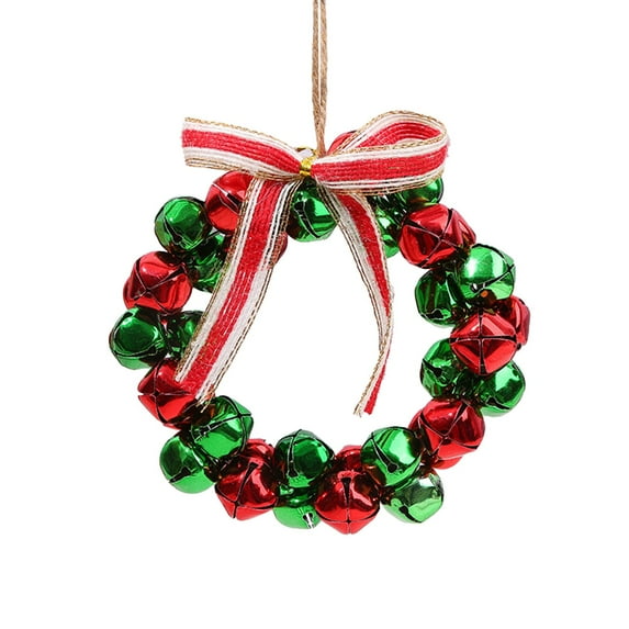 geerera Christmas Bell Wreath, Xmas Bell Garland with Bow, Front Door Holiday Decor for Porch, Fireplace, Wall Display