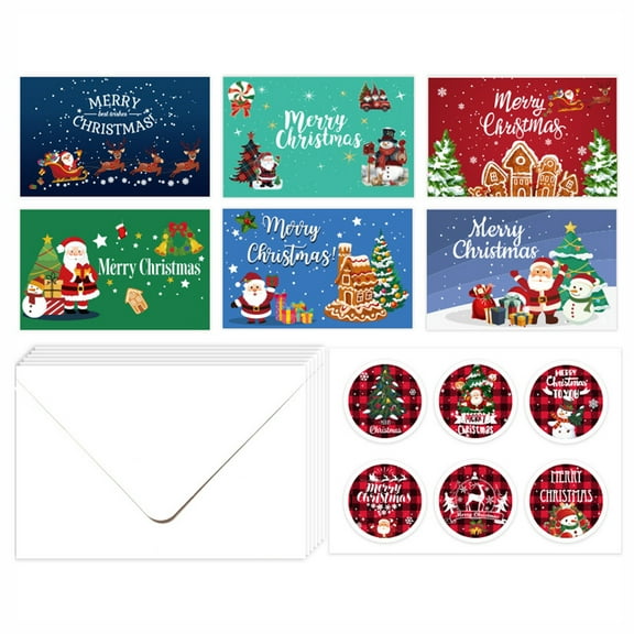 geerera Christmas Cards with Envelopes and Stickers, Happy Holidays Card, Xmas Card Send Warm Holiday Wishes to Friends and Family(6 Cards+6 Envelopes+6 Stickers)