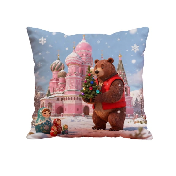 geerera Christmas Decorative Pillow Covers 18''x18'' Embroidered Christmas Pillowcases Soft Linen Hidden Zipper Holiday Cushion Cases Decoration for Sofa Couch