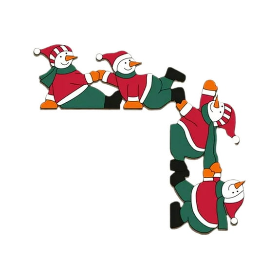 geerera Christmas Door Topper, Wooden Snowman Decor, Door Frame Decoration, Corner Hanging Ornament, for Home, Indoor, Fireplace, Holiday Party Decor