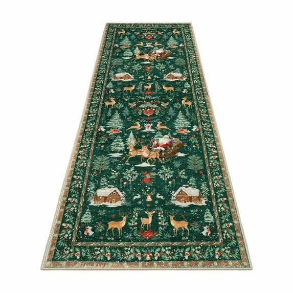 geerera Christmas Hallway Runner Rug, Vintage Soft Laundry Rug Runner, Non-Slip Entryway Runner Mat, Xmas Holiday Decor Carpet Laundry Room Bedroom 62"X20"
