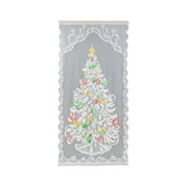 geerera Christmas Tree Curtain, Colorful Lace Design with Christmas Tree Pattern, Threaded Pole Decoration for Door, Window, Home,79"x39"