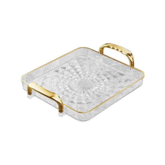 geerera Clear Acrylic Serving Tray with Handles, Bar Tray, Snack and Fruit Serving Tray for Living Room, Coffee Table Organizer, Bedside Convenience