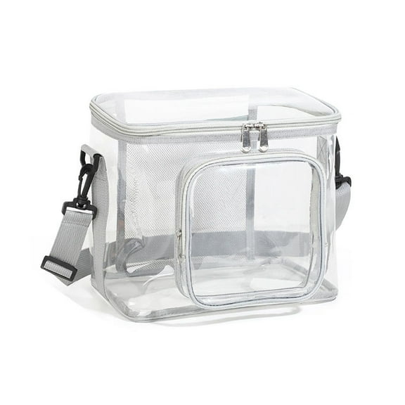 geerera Clear Insulated Lunch Bag for Adults, Large Reusable Thermal Lunch Box with Adjustable Shoulder Strap & Front Zipper Pocket, for Men & Women