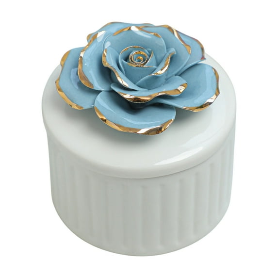 geerera Ceramic Storage Jar, Hand-Painted Jewelry Box for Wedding Home Decor