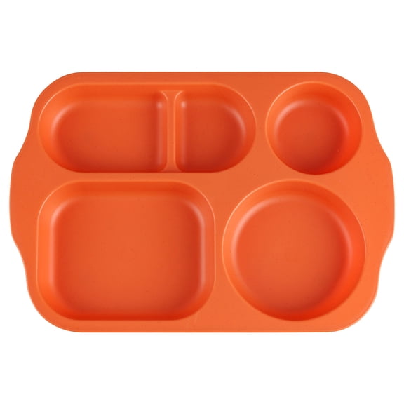 geerera Wheats Straw Meal Plates Student Five Compartment Meal Plates Thickened Cafeteria Partition Tableware Multi Lunch Plates