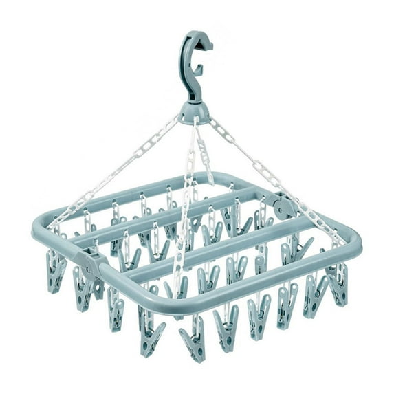 geerera Clothes Drying Hanger with 32 Clips, Foldable Hanging Drying Rack for Clothes Underwear Socks,Space Saving Closet Organization And Storage