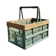 geerera Collapsible Storage Shopping Basket, Portable Storage Basket With Handles, Stackable Multi-function Baskets for Picnic Camping Picking Organizing