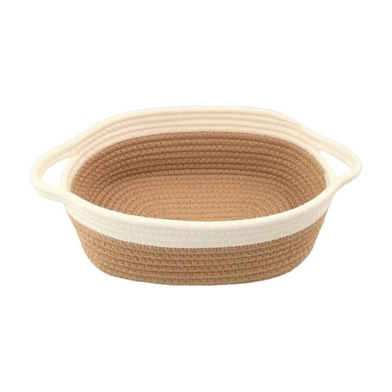geerera Cotton Rope Storage Basket, Oval Woven Snack Toy Holder, for Living Room Organization, Handled Storage Bin, Decorative Basket