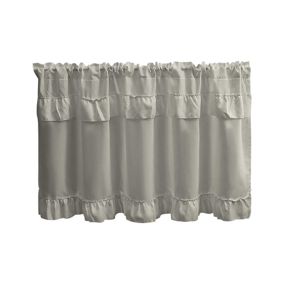 geerera Decorative Ruffled Short Curtain - 39.4x17.74 Inch Half Panel for Cabinets, Coffee Bars & Windows, Lightweight Fabric Shelf Cover