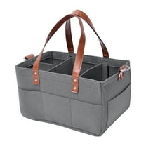 geerera Diaper Caddy with Leather Handle, Foldable Storage Bag with Compartments, Lightweight Portable Organizer for Travel, Gym, or Daily Essentials