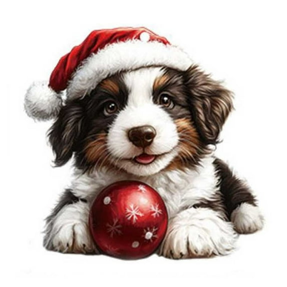 geerera Dog Christmas Ornaments, 6-Piece 2D Acrylic Dog Pendant Set, Funny Tree Hanging Decor for Home, Office, Gift