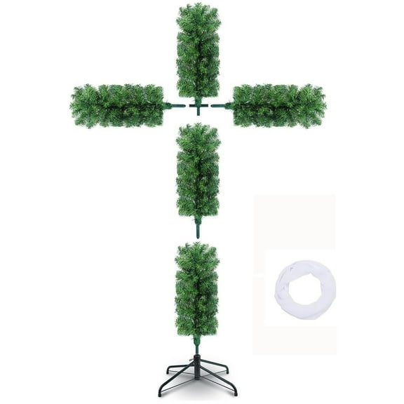 geerera Easter Decorations Foldable Christmas Tree Foldable Christmas Tree Pre-Lit Artificial Christmas Outdoor Staked Twinkling Christmas Trees With LED Light