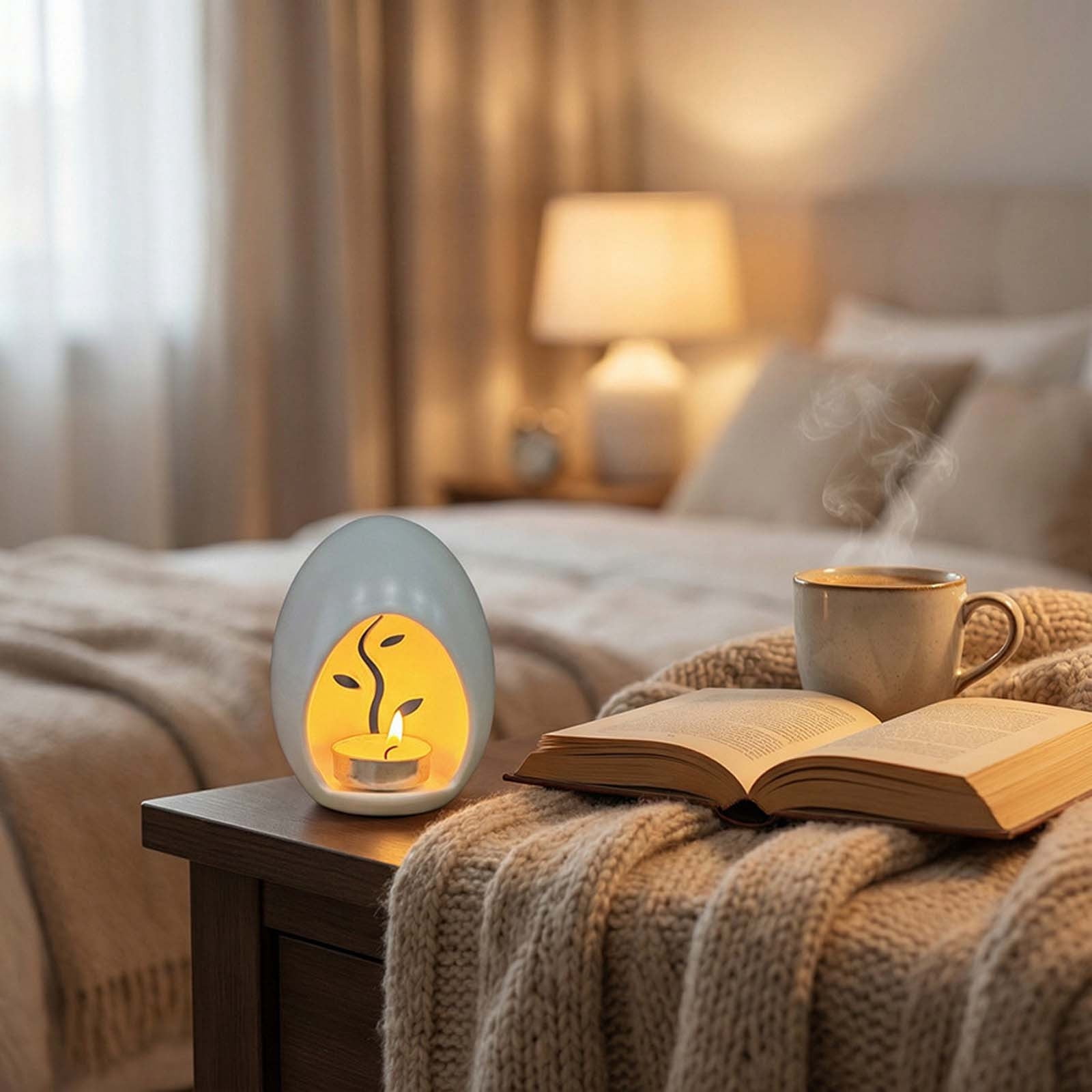 geerera Easter Egg Shaped Ceramic Candlestick Oil Burner Candle Warmer ...