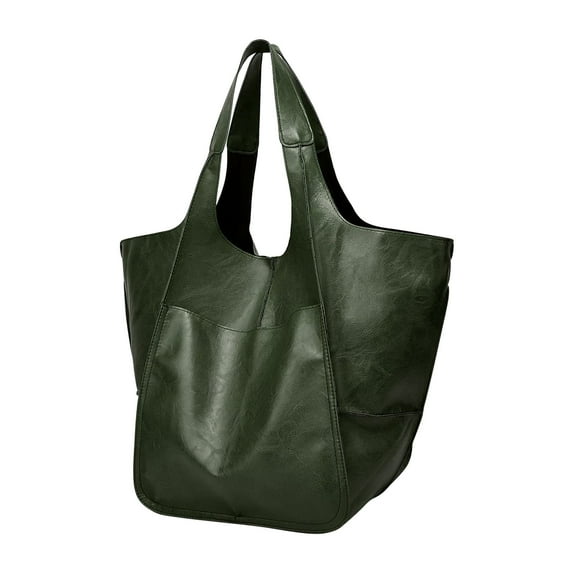 geerera European And Retro Oversized Leather Tote Bag, Huge Capacity Work Hobo, Pu Leather Bucket, Purse And Handbag, Large Soft Travel Shopping Bag 15x9.8x23.6 inch