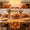 thumbnail image 1 of geerera Fall Embroidered Table Runner with Scalloped Edge, Rustic Harvest Long Tablecloth, Autumn Maple Leaf Decor for Dining Table, Outdoor Picnic & Thanksgiving Home, 73", 1 of 6