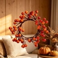 thumbnail image 1 of geerera Fall Orange Berry Candle Ring, Rustic Artificial Berry Wreath for Pillar Candles, Thanksgiving Autumn Tabletop Decor & Centerpiece, 7.9", 1 of 7