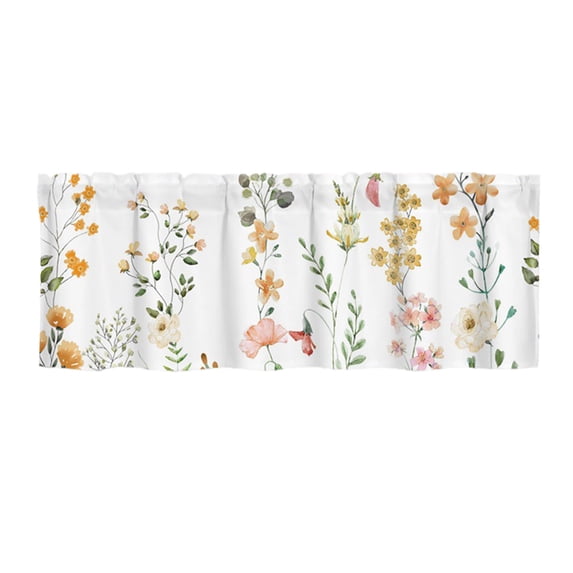 geerera Floral Window Valance 52x18in - Colorful Botanical Short Curtain for Kitchen, Bathroom & Cafe Windows, Thermal Insulating Decorative Panel