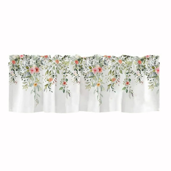 geerera Fresh Leaf Valance for Kitchen - 18x54 Inch Cottage Style Rod Pocket Window Valance, Floral Farmhouse Curtain Topper for Living Room