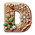 thumbnail image 1 of geerera Gingerbread Alphabet Ornaments,Candy Cane Initial Letter Pendants with Berries Pattern for Personalized Tree Trimming, Party Gift Making, DIY Holiday Projects（D), 1 of 4