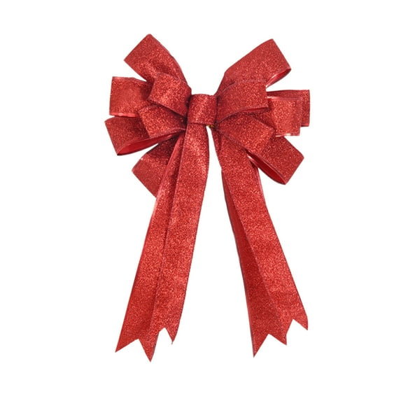 geerera Glitter Wreath Bow, Hanging Holiday Xmas Bow for Christmas Wreaths Decoration or Tree Toppers Indoor Decor Party Supply