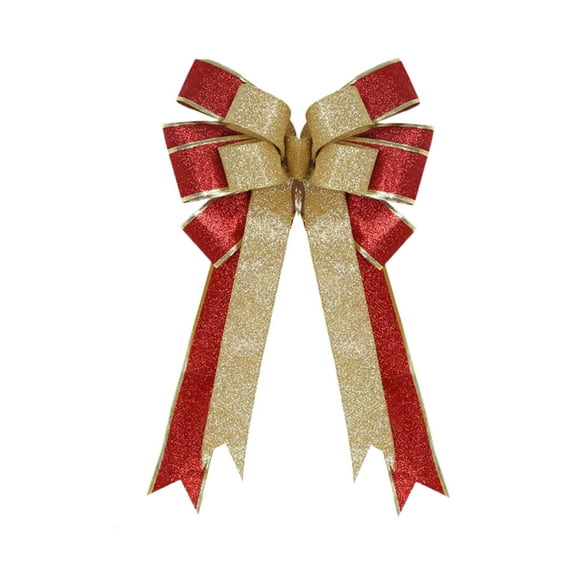 geerera Glitter Wreath Bow, Hanging Holiday Xmas Bow for Christmas Wreaths Decoration or Tree Toppers Indoor Decor Party Supply