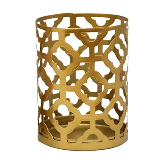 geerera Gold Geometric Iron Candlestick, Openwork Metal Candle Holder for Scented or Pillar Candles, Home Decor Ornament