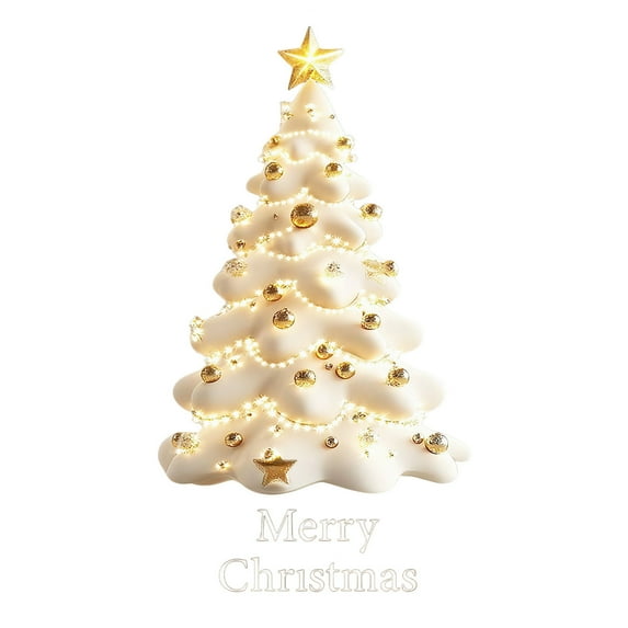 geerera Golden Christmas Tree Window Cling, Large Winter Xmas Decal for Window and Door, Festive Holiday Decor for Home, Office, Party Display