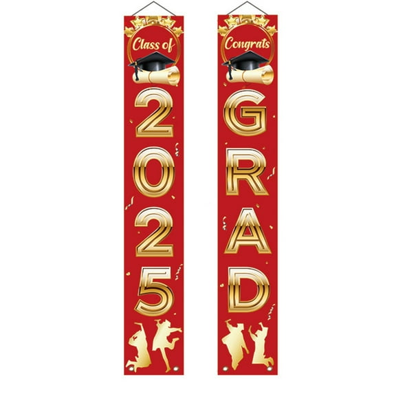 geerera Graduation Decorations Class of 2025, Congrats Grad Banner Hanging Flags Porch Sign,Party Decorations Supplies, Welcome Hanging Door Decor for Indoor Outdoor