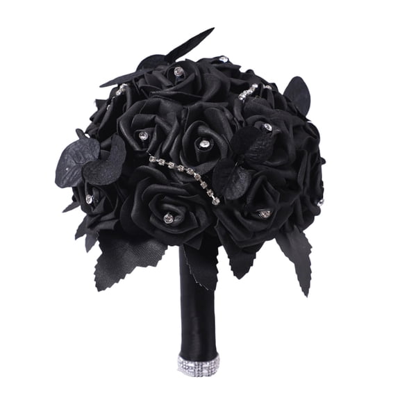 geerera Halloween Bouquet, Dark Wedding Bouquet, Gothic Style Bridal Bouquet, Black Rose Bouquet, for Brides, Halloween Centerpieces, Gothic Decor
