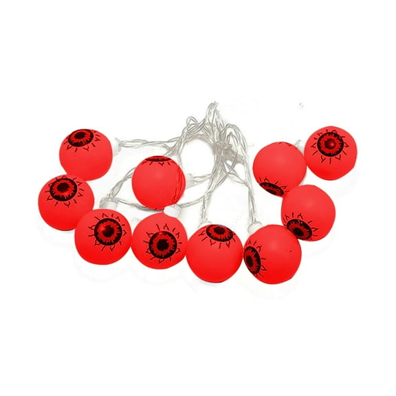 geerera Halloween Eyeball String Lights, 10-LED Battery-Operated, Waterproof Indoor/Outdoor Decor for Porch, Yard, Party Display, 9.84 Ft