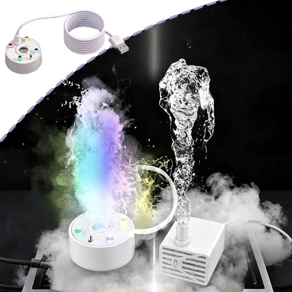 Geerera Mist Maker Halloween Colorful LED Water Fogger USB Powered Atomizer for Indoor Outdoor Yard Garden Party Decor