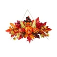 thumbnail image 1 of geerera Halloween Wreath with lights, Maple Leaf and Pumpkin Wall Hanging, for Front Door Decor, Harvest Festival Display, Seasonal Arrangement, 1 of 6