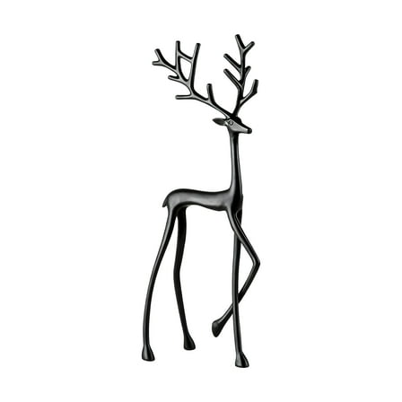 geerera Imitation Metal Reindeer Statues, Black European Style Sculptures, Modern Tabletop Decor, for Mantel Display, Fireplace Accent, Contemporary Home Decor