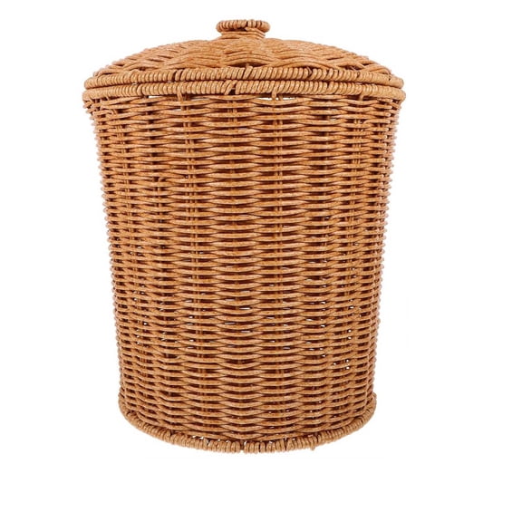 geerera Imitation Rattan Storage Basket , Dirty Clothes Basket, Large WickerClothes Storage Basket Woven Frame With Cover, Multipurpose Baskets for Home Kitchen Bedroom 9x11 inch