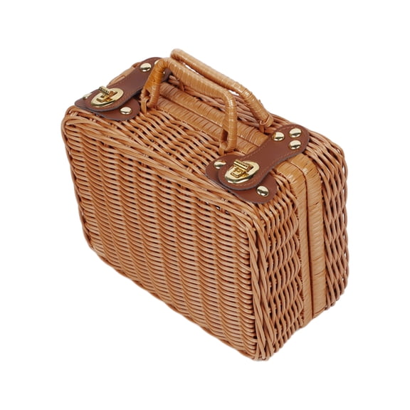 geerera Imitation Woven Suitcase Storage Suitcase Hand Carried Gift Packaging Rattan Box Wedding Rattan Box Gift Box