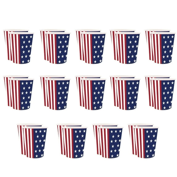 geerera Independence Day Party Tableware- Serves 24,Patriotic American Flag Disposable Plates,Cups,Napkins, Disposable Tableware Paper Set for 4th of July, Memorial Day, Veterans Day Party Supplies