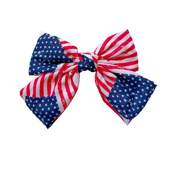 geerera Independence Day Patriotic Tricolor Flag Bow Spring Clips - Red White Blue Hair Clips for Adults Party Hair Decor