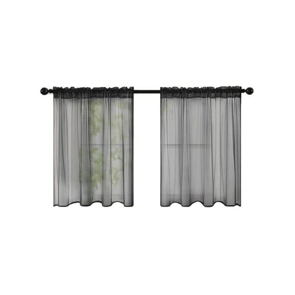 geerera Kitchen Tier Curtains Short Sheer - Light Filtering Voile Cafe Curtains with Rod Pocket for Small Windows, Bathroom & Basement (Set of 2 Panels)