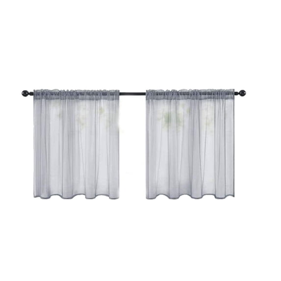 geerera Kitchen Tier Curtains Short Sheer - Light Filtering Voile Cafe Curtains with Rod Pocket for Small Windows, Bathroom & Basement (Set of 2 Panels)