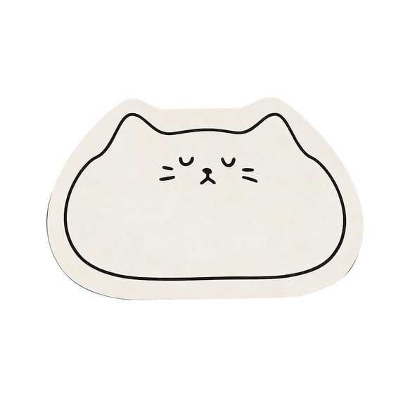 geerera Kitten Pattern Diatomite Bath Mat, Super Absorbent Fast Dry Non-Slip Mat for Bathroom and Kitchen, Easy Clean Floor Mat, Pet Lover Decor