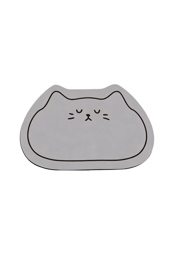 Kitten Pattern Diatomite Bath Mat, Super Absorbent Fast Dry Non-Slip Mat for Bathroom and Kitchen, Easy Clean Floor Mat, Pet Lover Decor