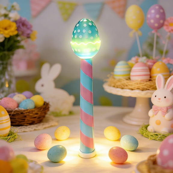 geerera LED Easter Egg Light Up Wand Battery Operated Glow Stick for Home Table Decor Spring Holiday Birthday Party Favor