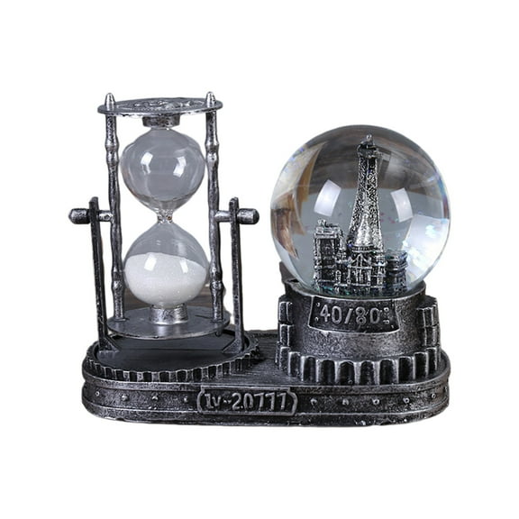 geerera LED Music Snow Globe with Hourglass Vintage Castle for Living Room Bedroom Book Shelf TV Cabinet Desk Table Top Decor Centerpieces Ornaments Xmas Gift