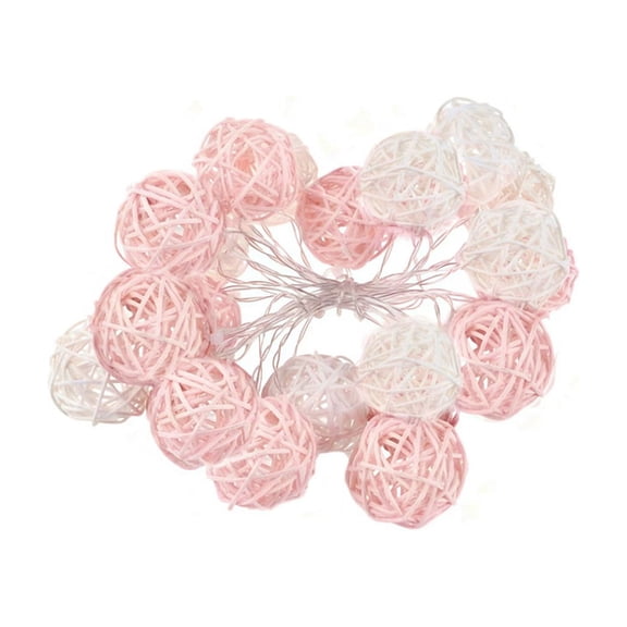 geerera LED Rattan Ball Lights, 10Ft USB String Lights, 20-Light Decorative String for Bedroom, Wedding, Valentine's Day Home Decor