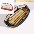 thumbnail image 1 of geerera Large Capacity Pencil Case, Denim & PU Spliced Pen Organizer, Semi-Circular Zipper Pouch for Office, Art & Cosmetic Supplies, 8x4.7x3.1 Inch, 1 of 7