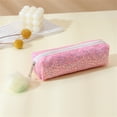thumbnail image 1 of geerera Large Capacity Pencil Case Sequin Surface Zipper Pouch Pen Organizer with Fluffy Zipper Pull, 7.9 x 2 x 2 Inches, 1 of 5