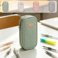 thumbnail image 1 of geerera Large Capacity Pencil Case, Woven Pattern Pen Organizer with Standing Design, PU Zipper Pouch for Markers, Office & Cosmetic Supplies, 8.27x4.33x2.36 Inch, 1 of 8