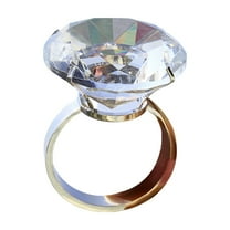 geerera Large Simulated Diamond Ring, Clear Crystal Diamond Ring Paperweight, Funny Birthday Gift and Photo Prop